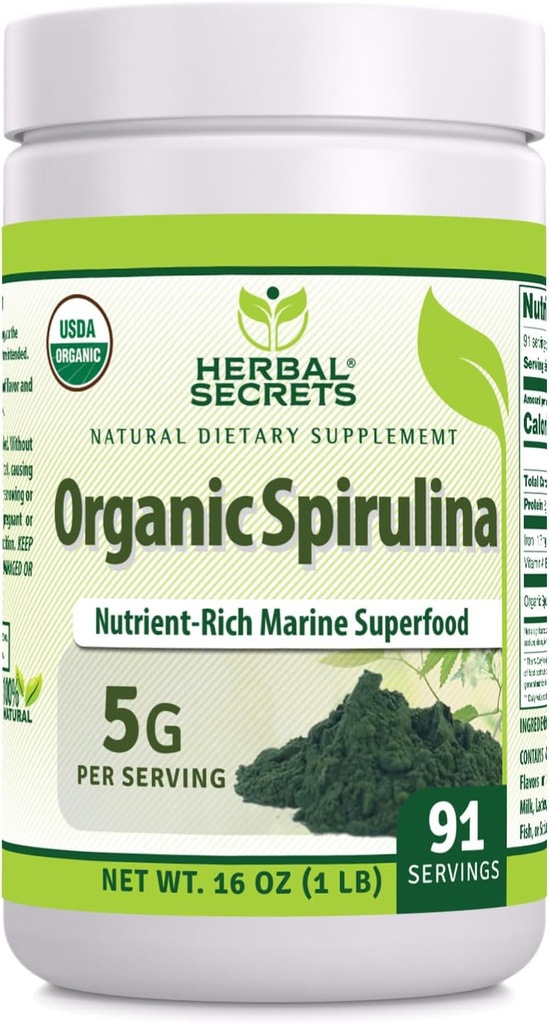 Herbal Secrets Organic Spirulina Powder 16 Oz
