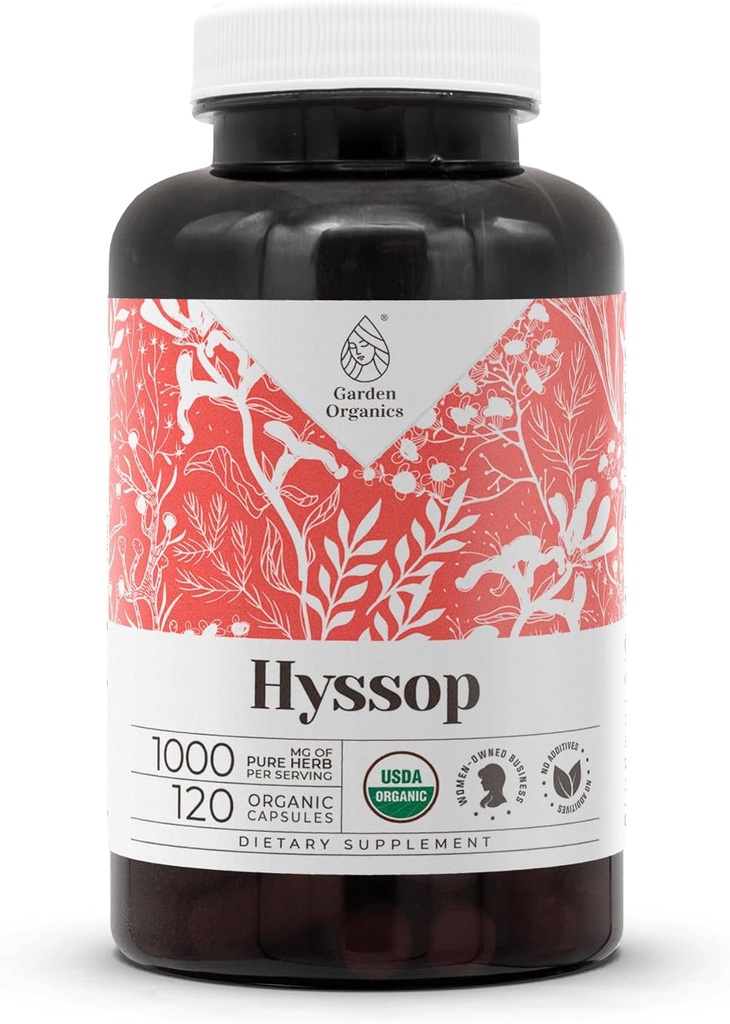 Hyssop 120 Capsules | High-Potency Capsules, Herbal Diyeter Supplements | Sebze Kapsülleri ve USDA Organik Hysop (Hyssopus officinalis) kuru Herb (120 Capsules)