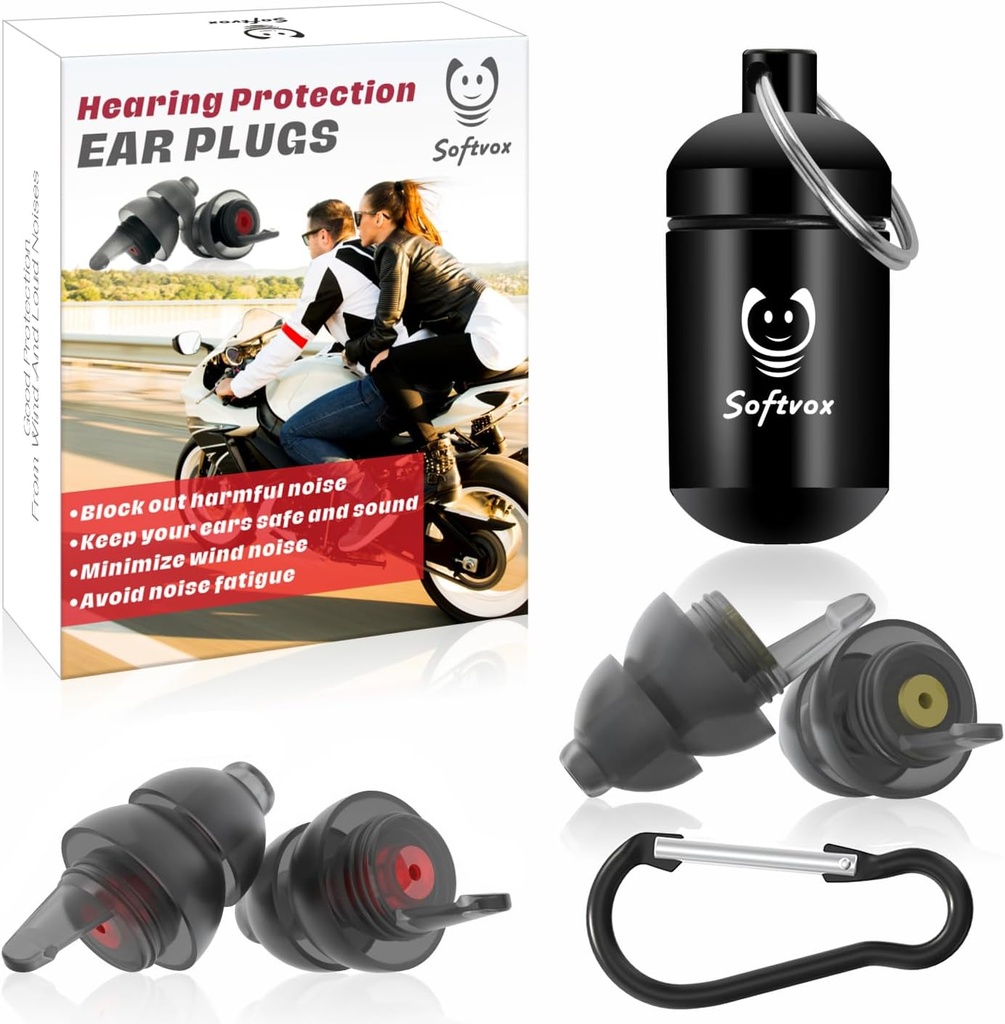 Rüzgar Gürültü Azımı için motosiklet Ear Plugs - 2 Pairs - 25dB - motosiklet Aksesuarları - Reusable Moto Ear fişs, Soft Comfortable Hear Protection for Motorbike, Touring, Racing, Riding