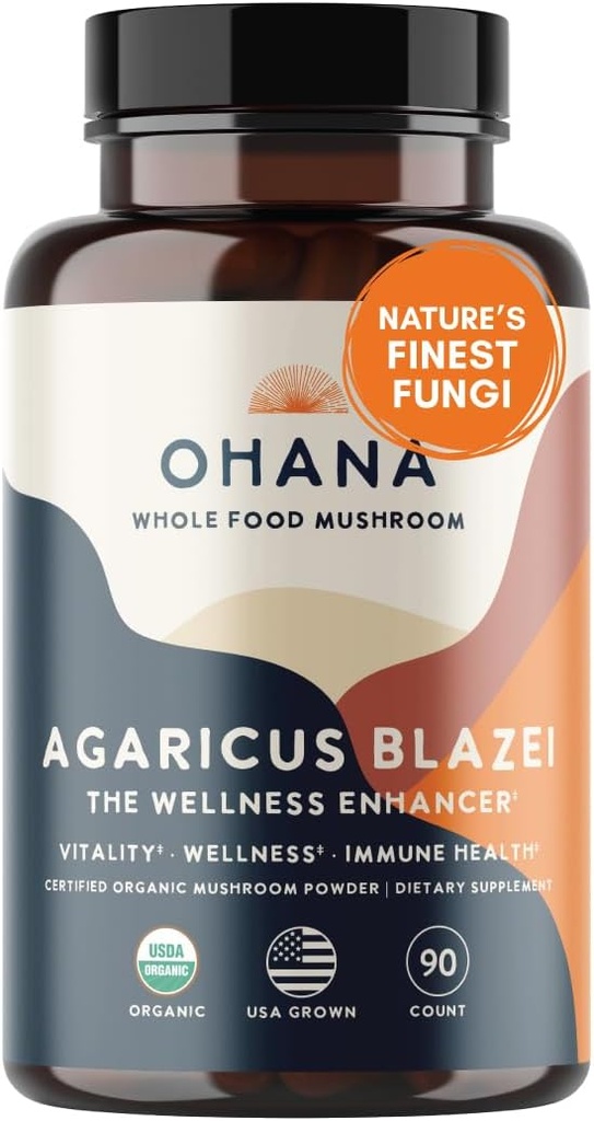 Aloha Medicinals Pure Agaricus Blazei 500 mg 90 Vegetarian Capsules Sertifikalı Organik Organik Organik