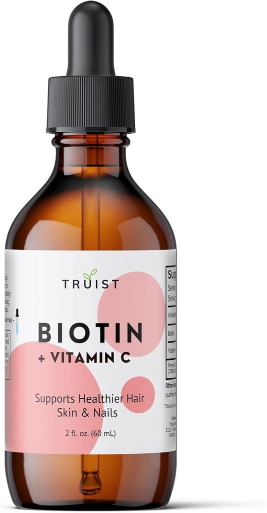 Pure Biotin Liquid Drops 1000006 - Biotin (B7) Max. Saç, Skin & Nails - C (8mg) - Kadınlar ve Erkekler - 60 Gün Supply / 2.0 Fl. (60 ml)