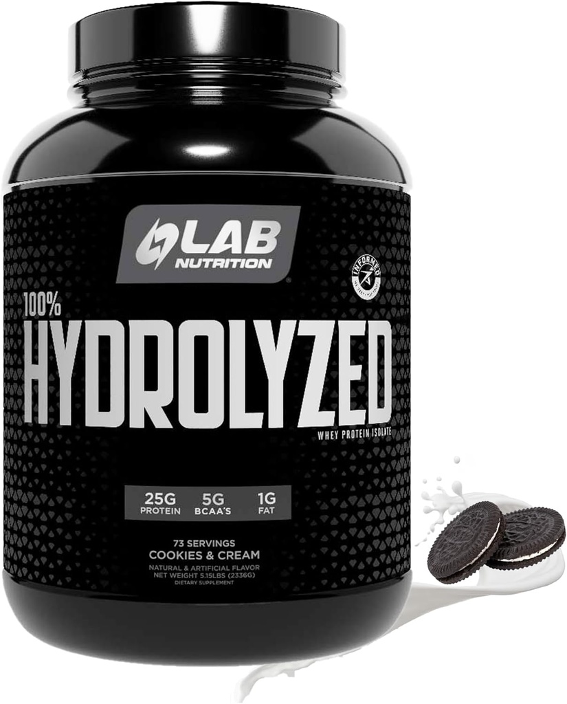 100% Hydrolyzed Whey proteini Isolate (5 Pounds, Kurabiyeler ve Krem Flavor) 25gr protein inşa, Kas, Lean Muscle Büyüme, Easy Digestion, Gluten Free, Lactose Free, Fast Absorbing.