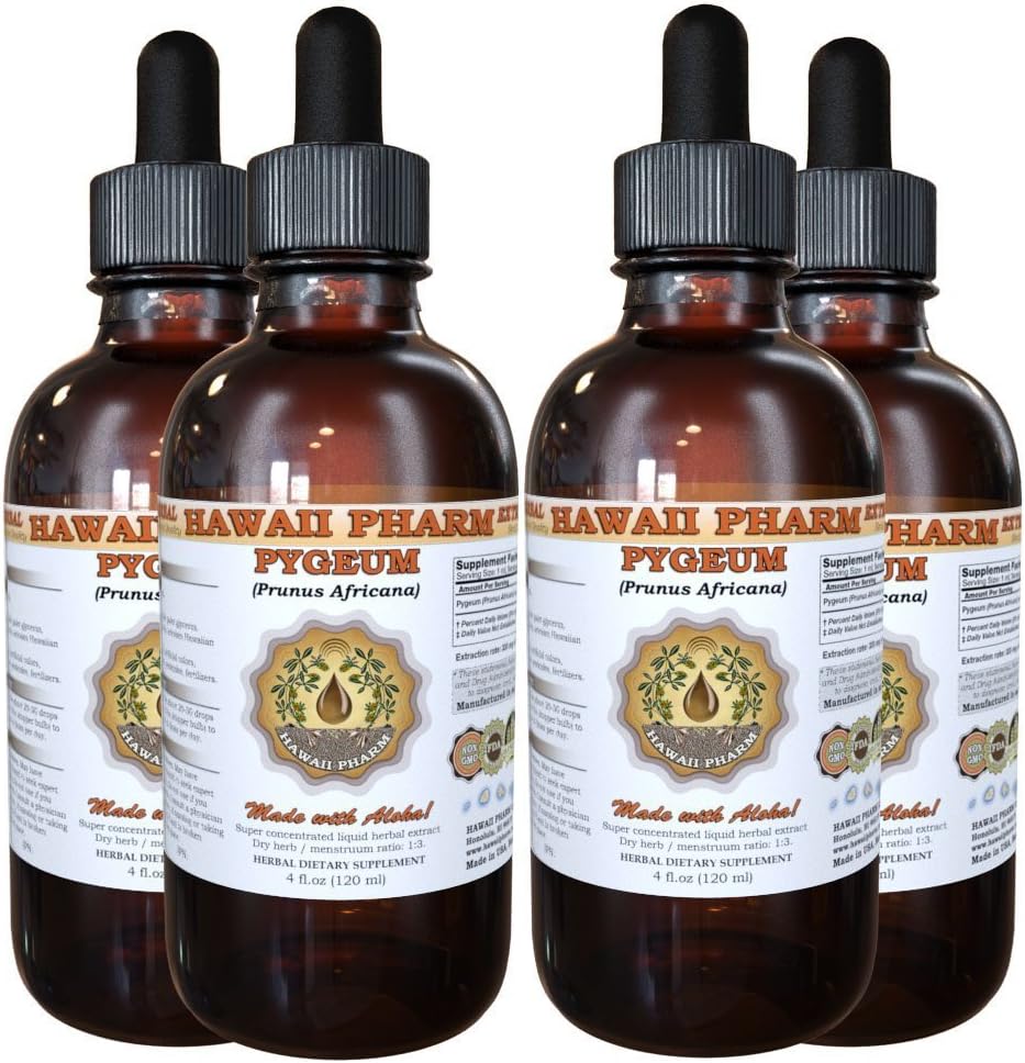 Hawaii Pharm .ygeum Liquid Extract, .ygeum (Рygeum Africanum) Tincture, Herbal Supplement, ABD'de 4x4 fl.oz