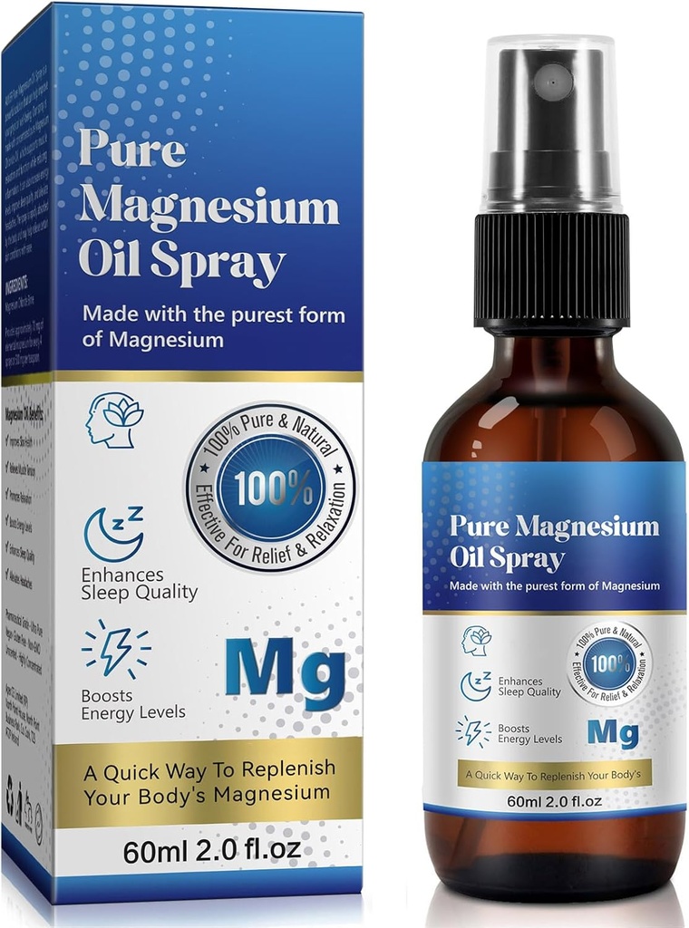 Magnezyum yapıştırıcısı, Ayaklar ve Uyku için Magnezyum yağı,Pure Magnezyum Yağı, %100 Saf ve Organik, Cam Şişe, Seyahat Boyutu 2 Fl oz