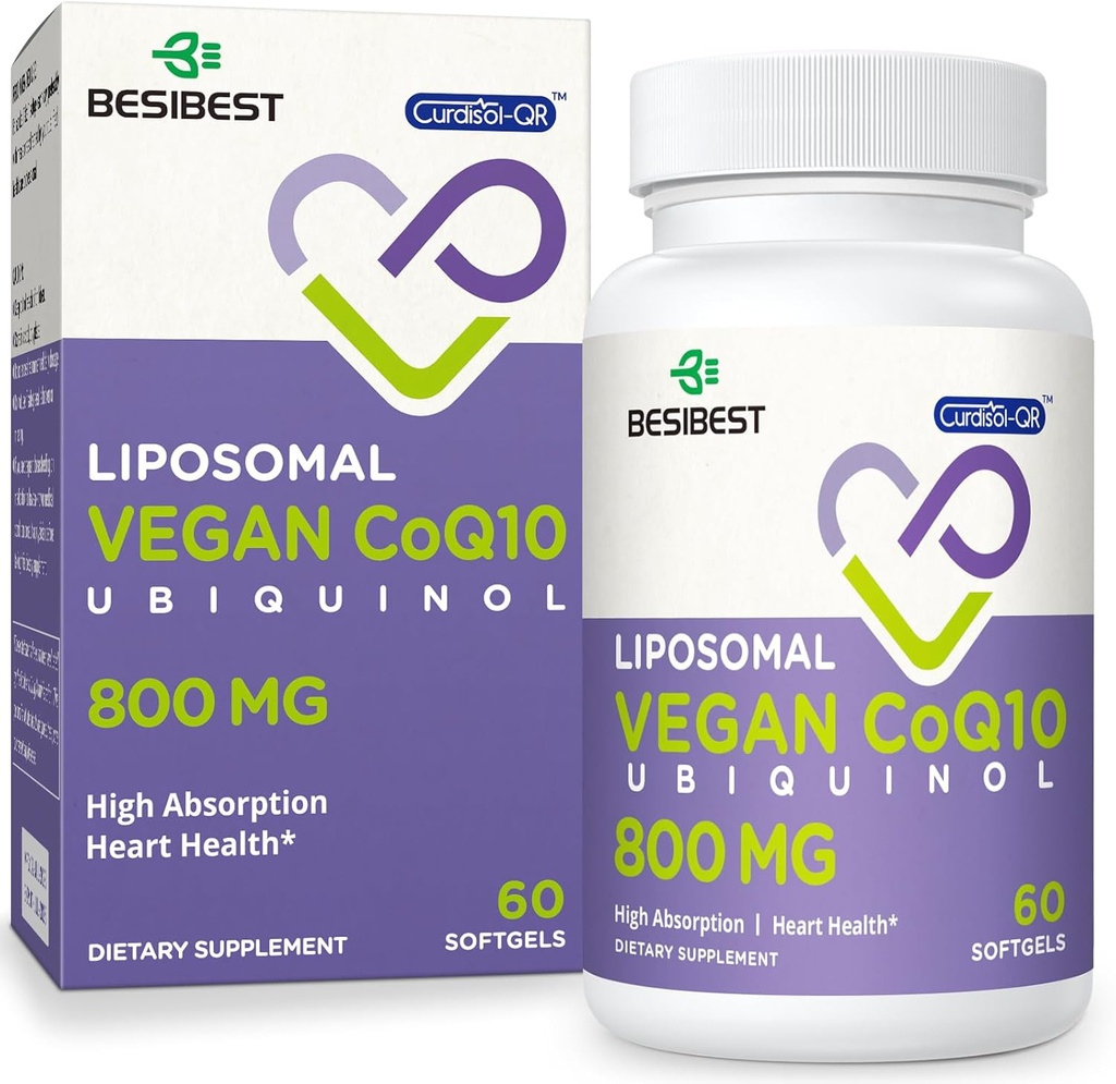 Liposomal Ubiquinol CoQ10 800 MG Softgel, High Abxia CoQ10 Ubiquinol Supplement, Active Coenzyme Q10 800 mg, Heart & Brain Function, Energy Production, 60 Vegan Softgels