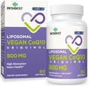Λιποσωμική Ubiquinol CoQ10 800 MG Softgel, συμπλήρωμα υψηλής απορρόφησης CoQ10 Ubiquinol, ενεργό συνένζυμο Q10 800mg, ισχυρό αντιοξειδωτικό για λειτουργία καρδιάς & εγκεφάλου, παραγωγή ενέργειας, 60 Vegan Softgels