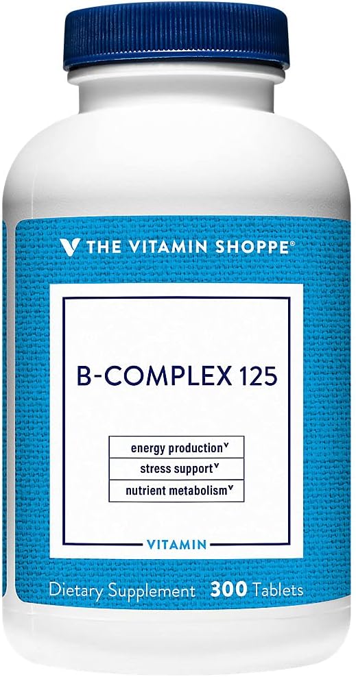 Το Vitamin Shoppe B-Complex 125 – Υποστηρίζει την παραγωγή ενέργειας, τη λειτουργία του νευρικού συστήματος & το θρεπτικό μεταβολισμό – Εξαιρετική πηγή B1, B2, B6, B12, νιασίνη, φολικό οξύ & βιοτίνη (300 δισκία)