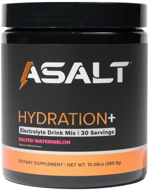ASALT Hydration+ Electrolyte Powder Drink Mix, 30 Servings, Sugar Free with Himalayan Pink Salt, Zinc, Creatine Monohydrate, and Taurine, Active Recovery for Sports and Fitness, Keto and Paleo