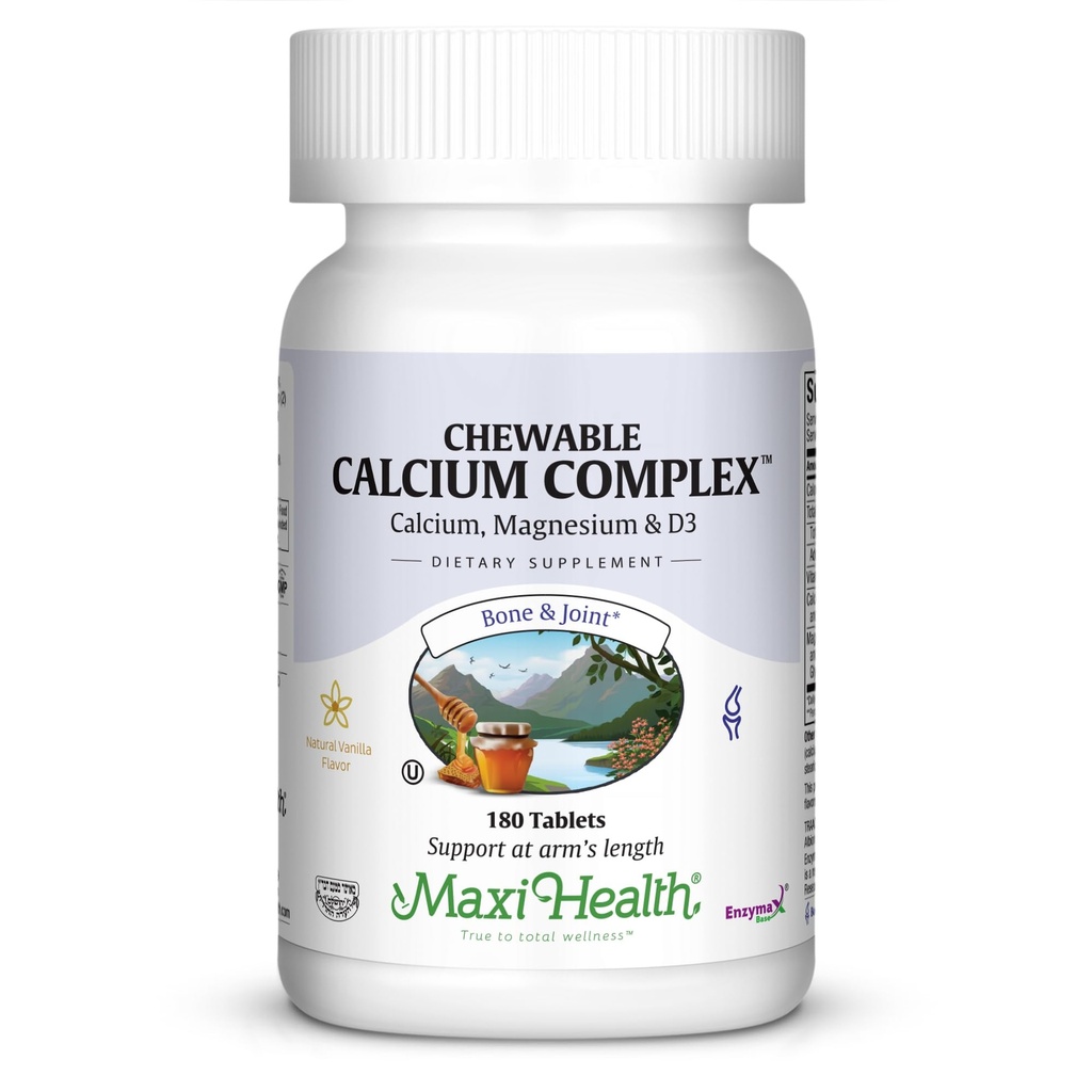 Maxi Health Chewabledis Kompleksi - Vanilla Flavor Vitamin D3 ve Magnezyum Kemikleri Desteklenmesine Yardımcı Olmak - Kosher Magnezyum ve Gıda Supplement for Women and Men (180) Count)