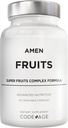 Amen Fruits, Daily Fruits Vitamins Συμπληρώματα, Πάνω από 20 ολόκληρα εκχυλίσματα φρούτων - Ακατέργαστη πολυβιταμίνη, μούρα, Αντιοξειδωτικά Πολυφαινόλες Superfood & Flavonoids - Μη ΓΤΟ - 90 κάψουλες