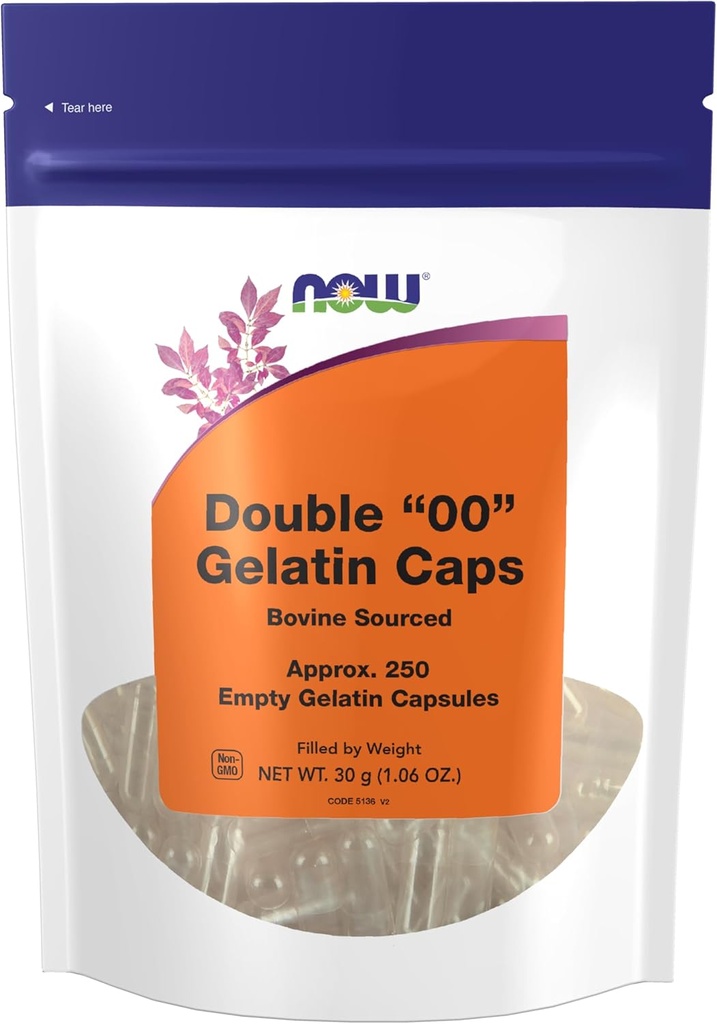 Şimdi Gıdalar Tamamlar, Boş Gelatin Capsules, Double "00", Bovine Kaynaklandı, Kilo ile Doldurdu, 250 Gel Capsules