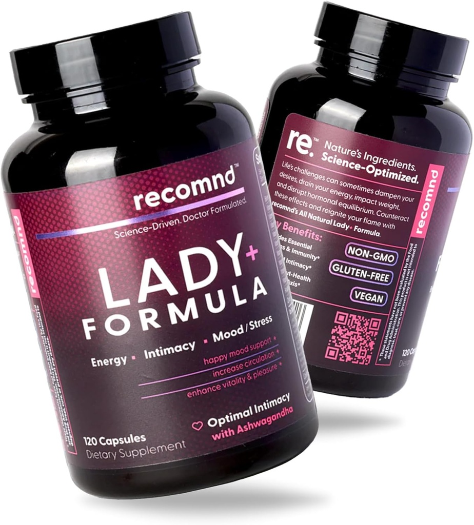 Beslenme - Lady+ Formula, Ashwagandha, Lions Mane ve More, Energy and Hormon Balance for Women, 120 Capsules