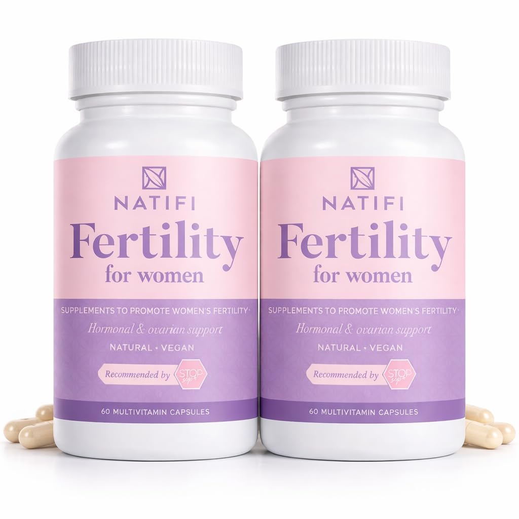 Natifi (2 Şişeler Ferttitude Prenatal Vitaminleri Reulate Çevrimleri Denge Hormonları, Aid Ovulation. Kadınlar için Çokvitamin. 60 Caps Folic Asit, Myo Inositol, Vitex