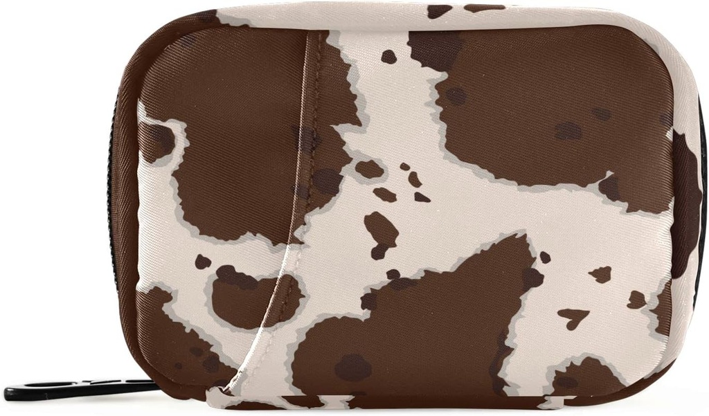 OTVEE Beige Brown İnek Yazdır Pill Case Bag, Vitamin Organize Tıp Seyahat Davası