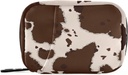 OTVEE Beige Brown İnek Yazdır Pill Case Bag, Vitamin Organize Tıp Seyahat Davası