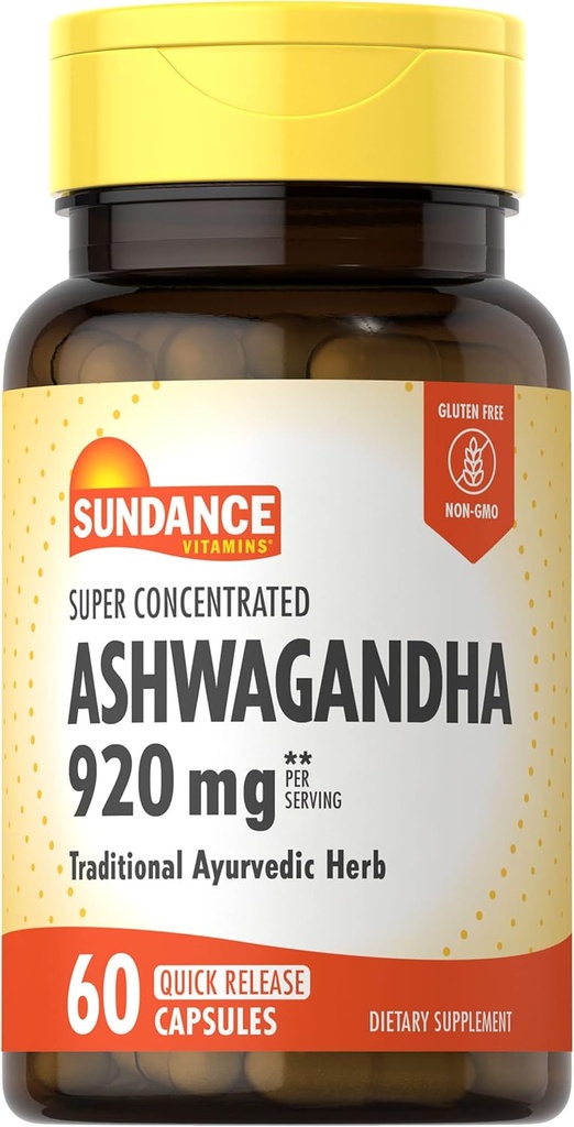 Sundance Ashwagandha 920mg | 60 Capsules | Super Tempd | Geleneksel Ayurvedic Herb | Non-GMO, Gluten Free Supplement Supplement Supplement
