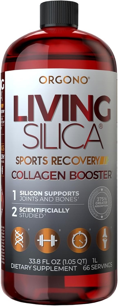 Orgono Life Silica Sports Recovery | Vegan Collagen ATM | Silica-Based | Pre & Post Workout Supplement | Supports Common Recovery, Tendon & Cartilage Health, Energy & Endurance | 33.8 Fl Oz Oz