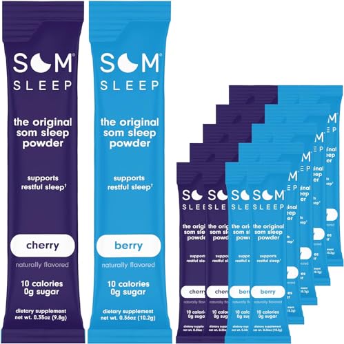Som Sleep, Restful Sleep Zero Sugar Toz Drink Mix 20 Pack Set: Cherry & Berry Flavor – Vegan, Keto,