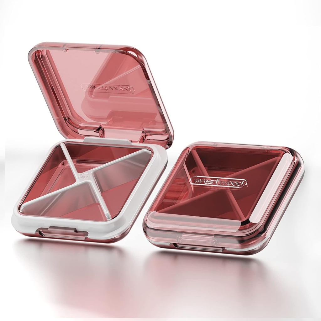 DUBSTAR Günlük Pill Organizer,4 Karşılaştırmalı Seyahat Küçük Pill Vakası, Vitaminleri tutmak için Purse Pocket için Pill Box,Cod Liver Oil,Supplements and Drug (Red)