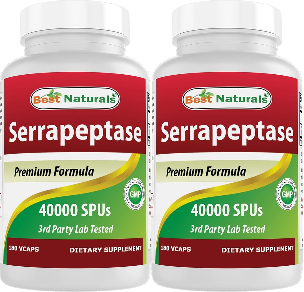 En İyi Doğallar Serrapeptase 40000 SPUs 180 Capsules (180 Kont)
