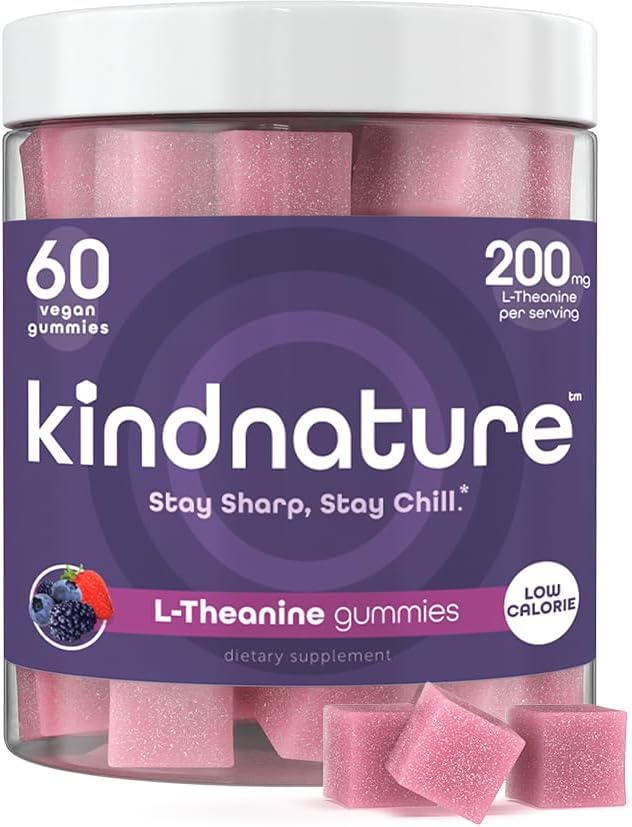 Örnek L-Theanine Gummies 200 mg – Vegan Calm & Focus Supplement for Yetişkinler & Kids Ages 4+ – Karma Berry Chewable, Low Sugar, Non-Drowsy*