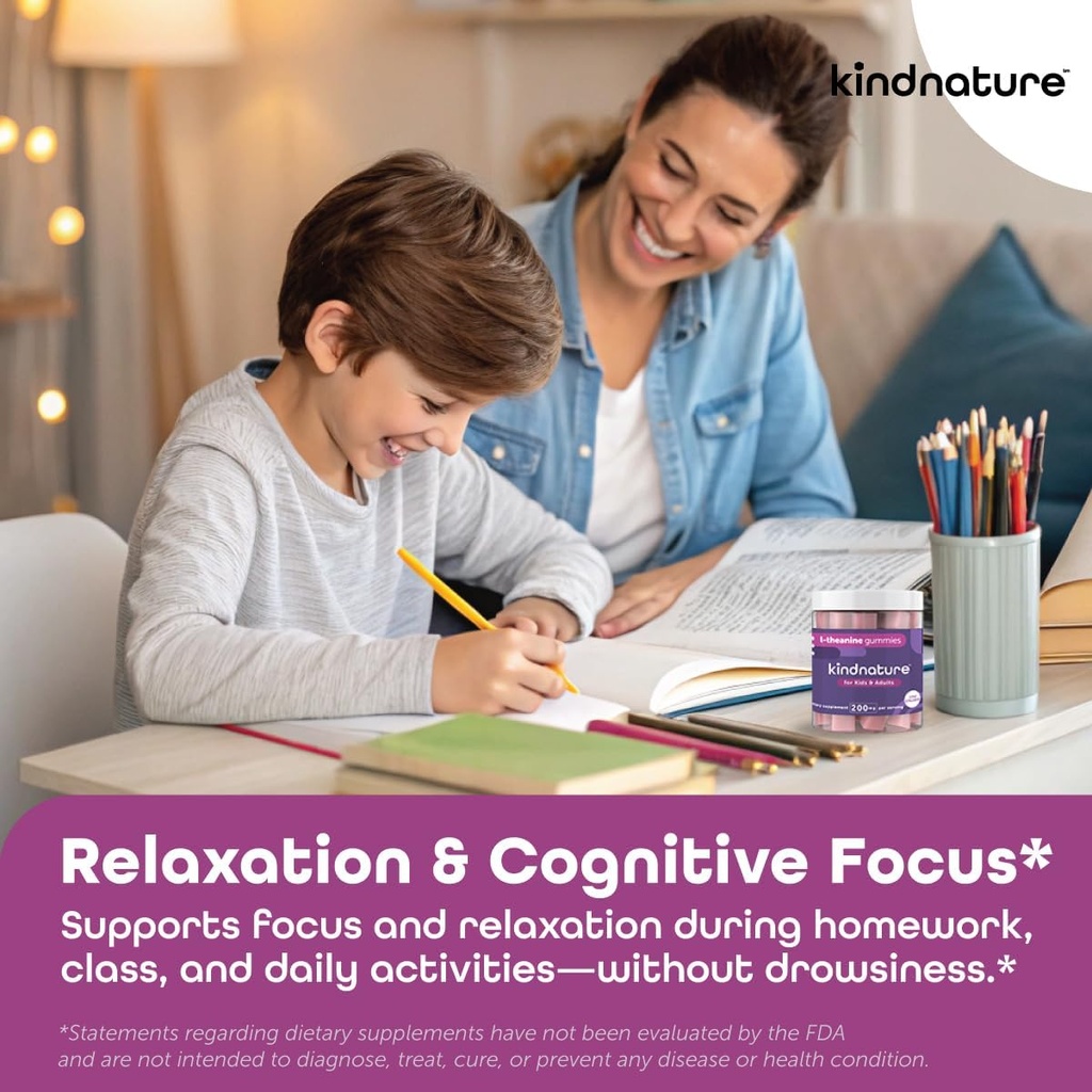 nynature L-theanine Gummies 200mg – Vegan Calm & Focus συμπλήρωμα για ενήλικες & παιδιά Ηλικίες 4+ – Mixed Berry Chewable, χαμηλή ζάχαρη, μη-νύχτα*