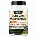 ZEBORA Lions Mane Supplement Capsules - Lions Mane, Cordyceps, Reishi, Türkiye Tail, Shiitake - Lion's Mane Mushroom for Memory, Focus & Immune Support - 119 Vegan Capsules
