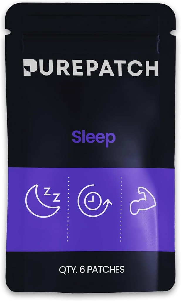 Pure Patch Sleep Patch – Plant-based Vegan Topical Patch – Μαγνήσιο Γλυκινικό – GABA – L-Θεανίνη – Apigenin – Μη χωνευτό – Νερό-Επιστήμη – Απαλό στο δέρμα – Χωρίς γλουτένη – Κατασκευασμένο στις ΗΠΑ –6 Patches