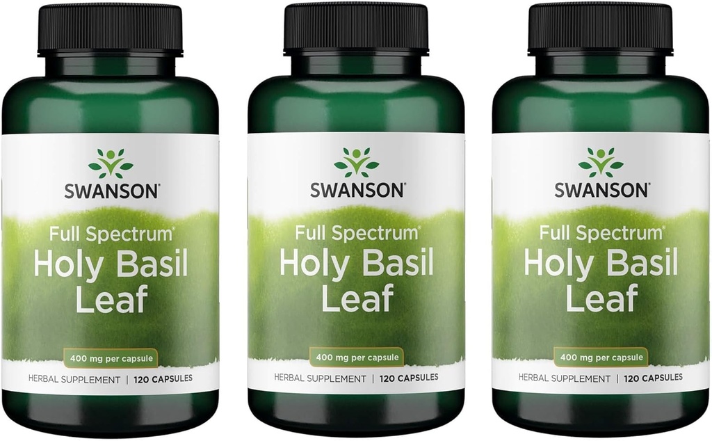 Swanson Holy Basil Leaf (Tulsi) - (120 Capsules, 800 mg Per Service) 3 Pack