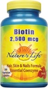 Nature's Life Biotin 250006 | Sağlıklı Saç, Cilt, Nail & Metabolism Desteği | Non-GMO | 200 Sebze Kapsülleri