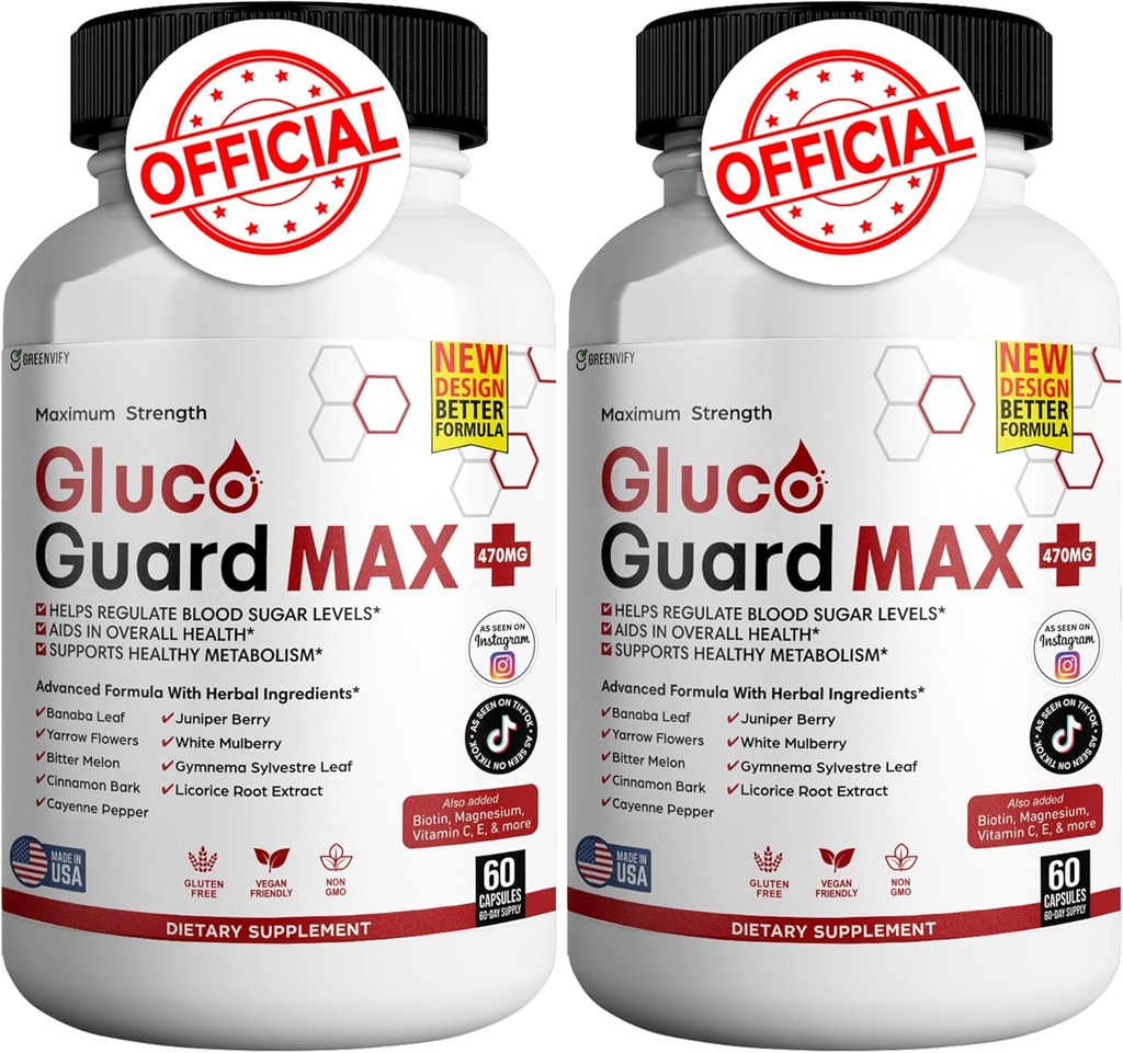 Gluco Guard Max Daily Wellness Support Supplement with Vitamins, Minerals, and Herbs – Kromium, Magnezyum, Banaba, Bitter Melon ve çinko – Non-GMO, Gluten-Free – 120 Capsules