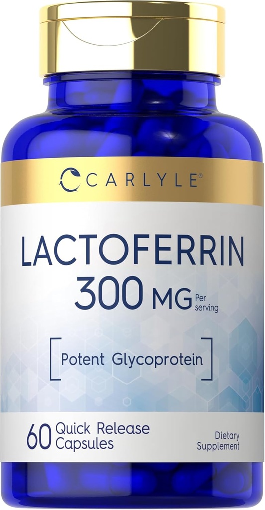 Carlyle Lactoferrin Supplement | 300 mg | 60 Capsules | Potent Glycoprotein | Bovine | Non-GMO, Gluten Free