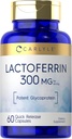 Carlyle Lactoferrin Supplement | 300 mg | 60 Capsules | Potent Glycoprotein | Bovine | Non-GMO, Gluten Free