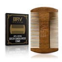 BRV MEN Beard & Mustache Comb, 100% Natural Green Sandalwood, Pocket Beard Comb with Carry Case, Wooden Beard Comb for Men For All Types and Styles of Hair & Beard