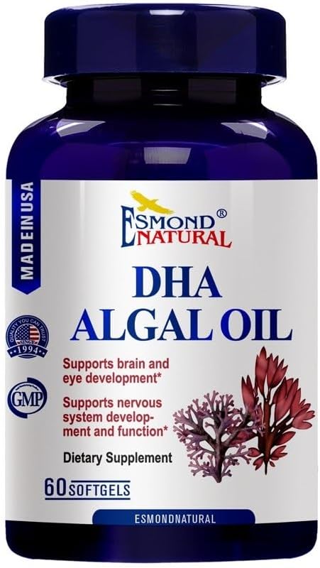 (8 Pack) Esmond Natural: DHA Algal Oil (Made with Onavita Oil.% 40 Docosahexaenoic Acid. Beyin, göz ve sinir sistemi destekler, GMP, Doğal Ürün Assn Onaylandı, ABD'de - 500 mg, 480 Softgels