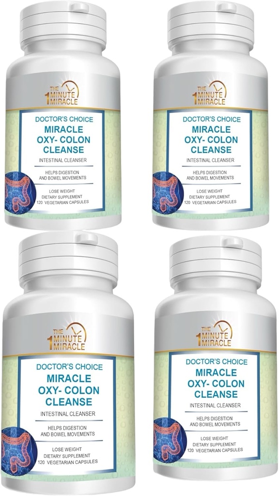 Miracle Oxy-Colon Cleanse Vegan Koloni Temizser - 4 Şişe - 120 Vejetaryen Capsules.