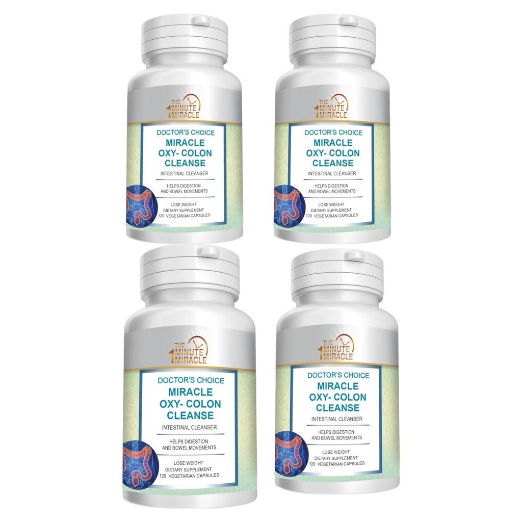 Miracle Oxy-Colon Cleanse Vegan Koloni Temizser - 4 Şişe - 120 Vejetaryen Capsules.