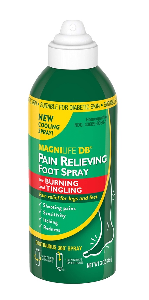 MagniLife DB Pain Relieving Foot Spray, Doğal Soğutma Ağrısı Soothe Burning ve Tingling, Diabetic Skin için Uygun - 3oz