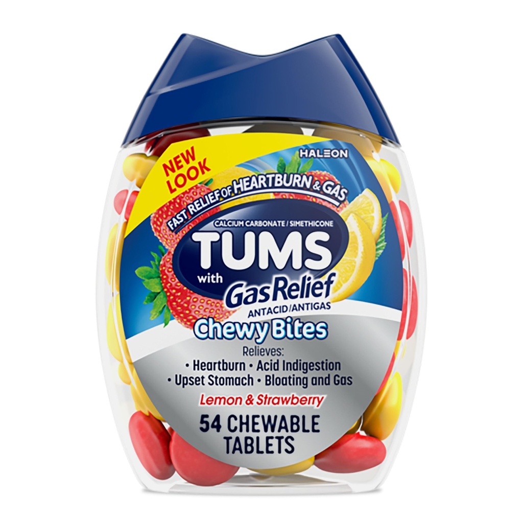 TUMS Chewy, Gaz Yardımı, Lemon & Strawberry - 54 Kont