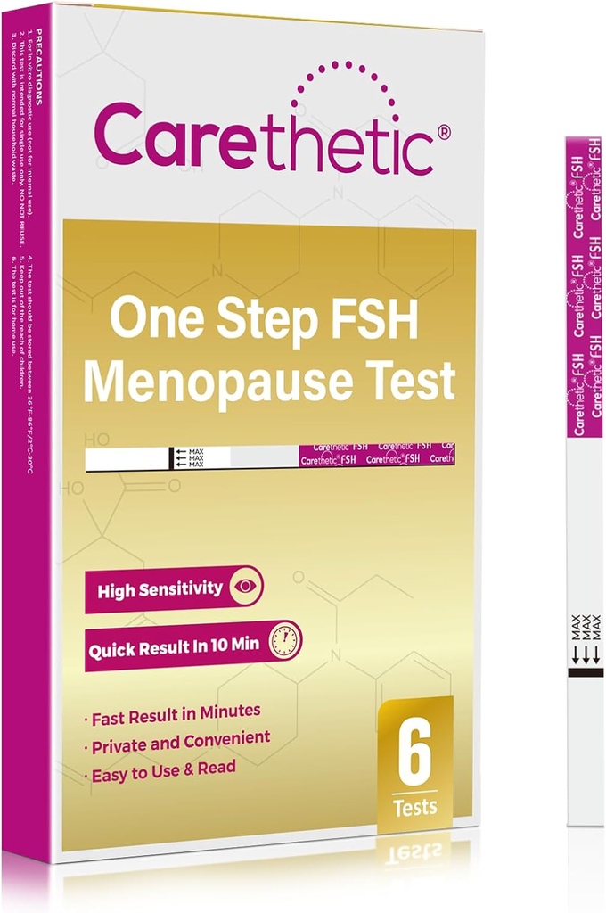 [6 Pack] Carethetic Menopause Test Kit - Hızlı FSH Test Strips for at-Home Menopause Aşama İzleme, High-Sensitivity Sonuçlar Sonuçlar Sonuçlar
