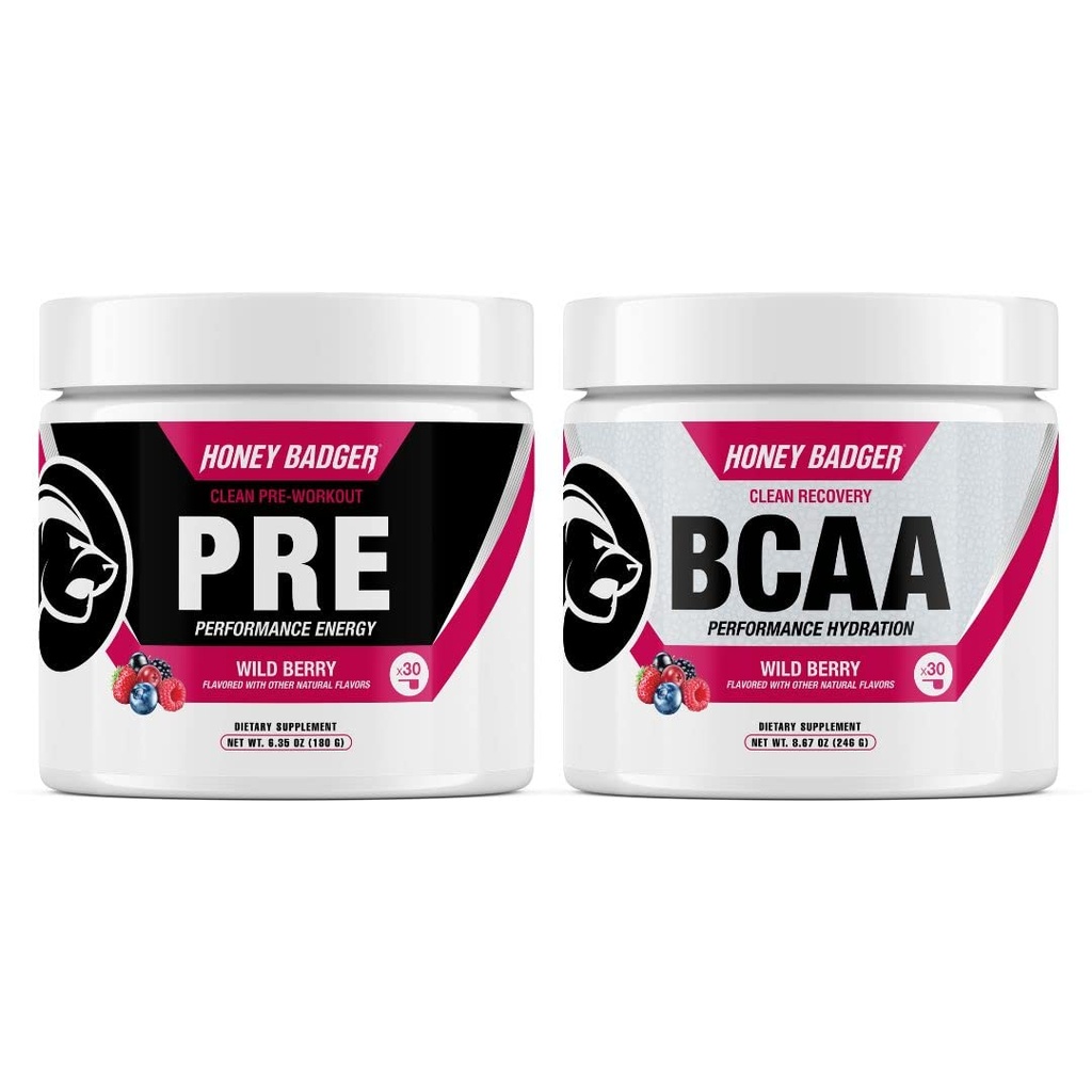 Honey Coverr Pre Workout Toz & BCAA Amino Asits Toz Paket | Beta Alanine, Caffeine & Vitamin C + Elektrolytes | Vegan Hua Sugar Free & Paleo for Men & Women | 30 Servisler (Wild Berry)