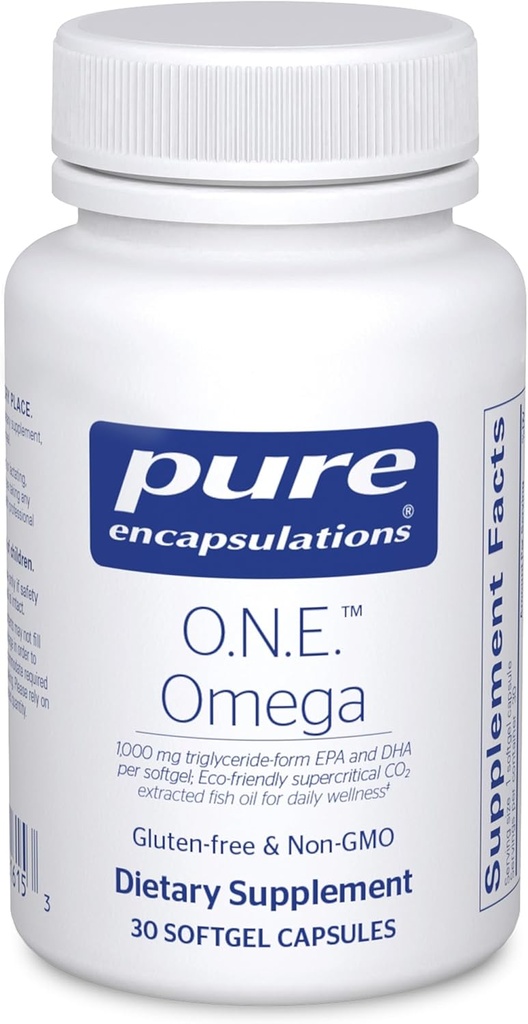 Pure Encapsulations O.N.E. Omega - Fish Oil Συμπλήρωμα για την υγεία της καρδιάς, αρθρώσεις, δέρμα, μάτια, και τη γνώση* - Fish Oil Συμπυκνωμένο με EPA και DHA - 30 κάψουλες Softgel
