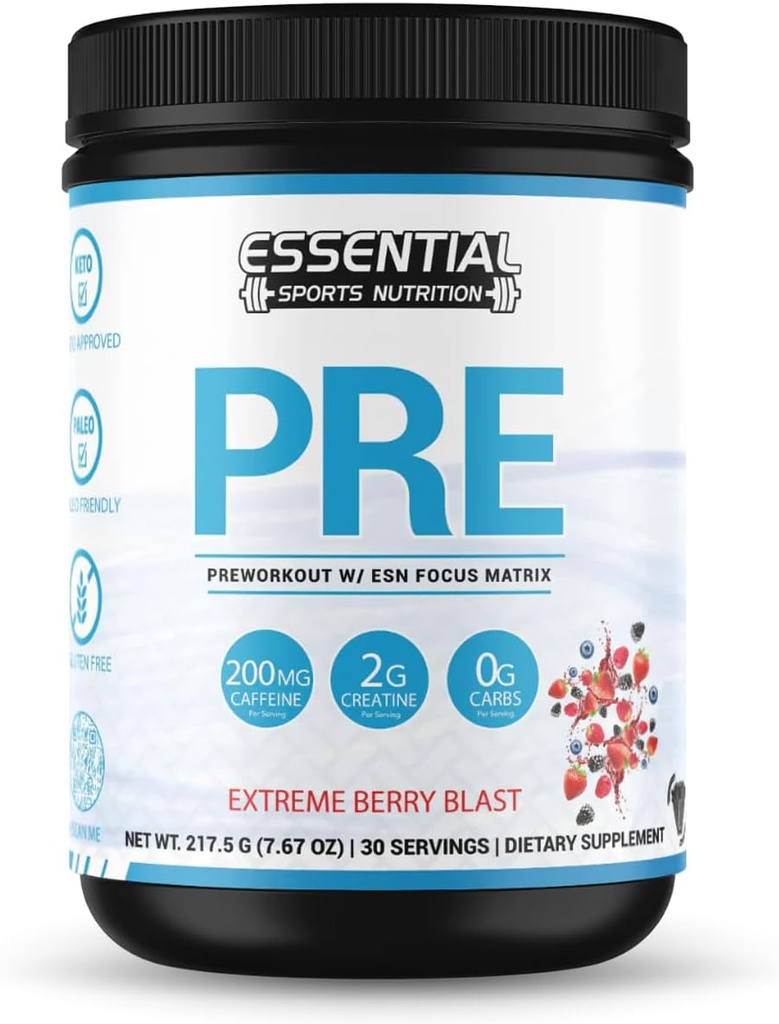 PRE | Pre-Workout with Tinatine, Focus Formula, and 200 mg Caffeine (n/a, Extreme Berry Blast)