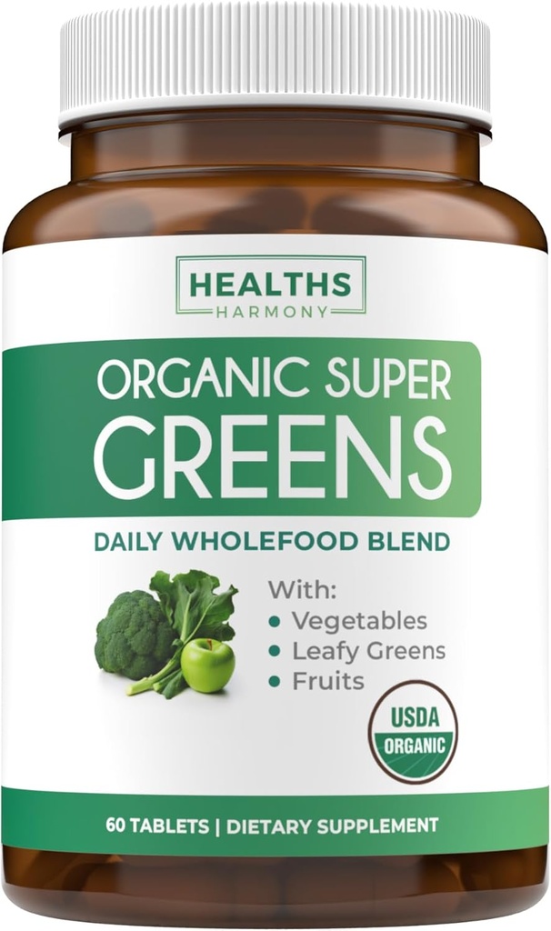 USDA Organik Super Greens Supplement - Organik Yeşiller Meyveleri ve Sebze Eksileri ile 28 Superfood Kompleksi ile Yetişkinler için Eksileri Herbs & More - Vegan & Non-GMO (Up to 1 Ay Supply)