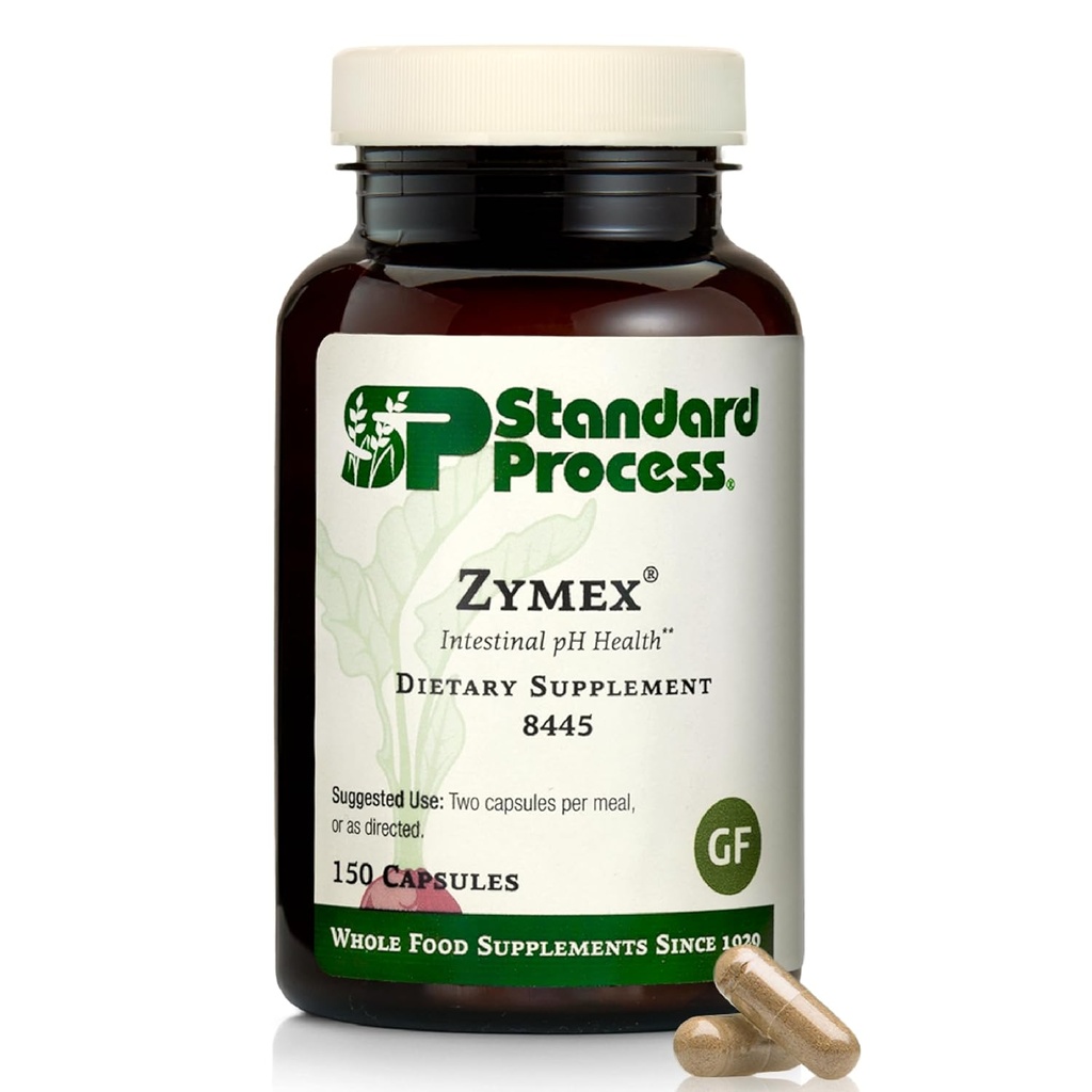 Standart Süreç Zymex Capsules - Digestive Health Support - Supports Intestinal Health & Balanced pH - Rice Bran, İspanyolca, Carrots & Beets - Non-Dairy - 150 Capsules