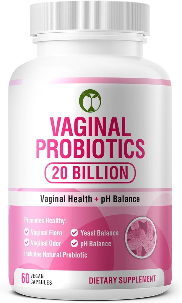 Kadınlar için Vaginal Probiyotikler Sağlık 20 Milyar CFU | PH Balance & Vaginigal Odor Destek 60 Capsules | Bilimsel olarak Multi Strain Probiyotikleri Prebiyotiklerle (Vaginal Probiyotikler)