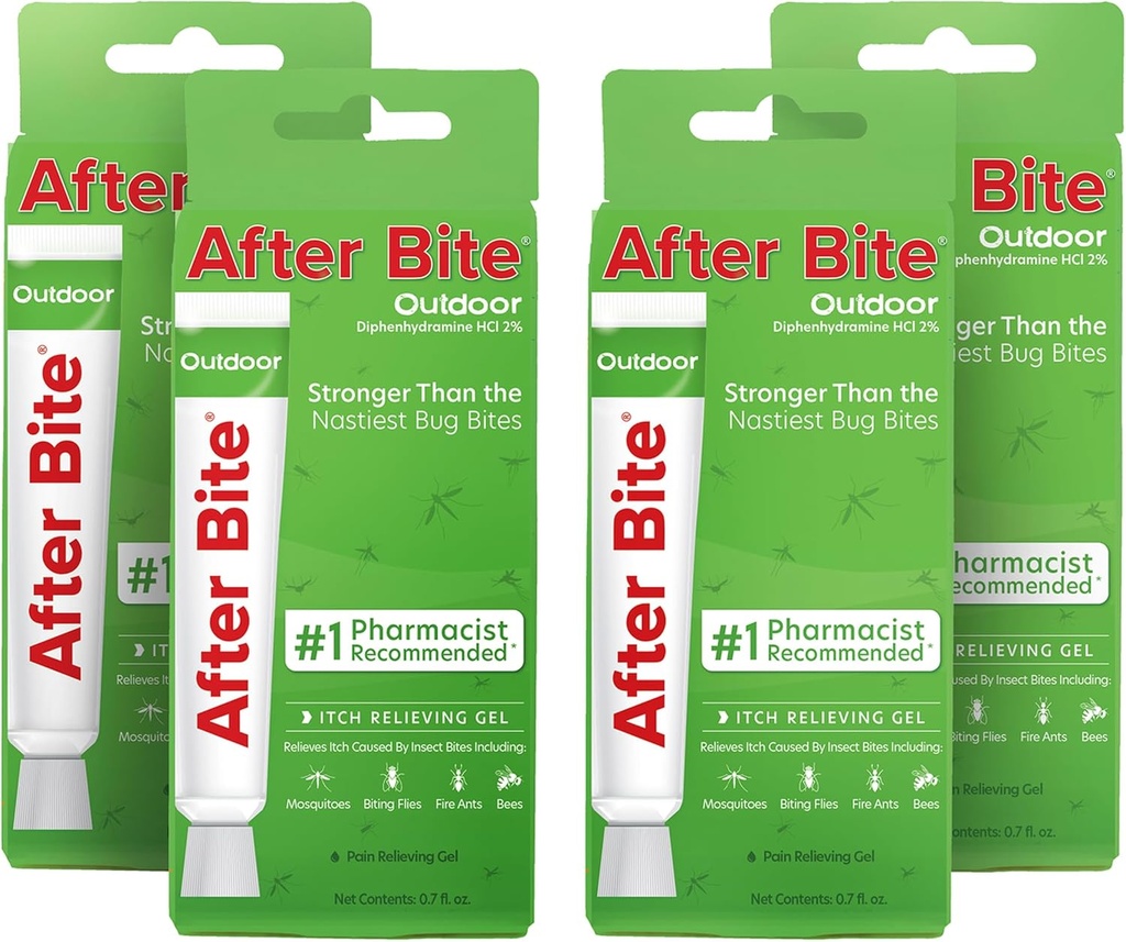 Bite Outdoor Formula - Diphenhydramine HCl ile Yardım - Mosquito & Fire Ant Bites, Bees & More - Portre Gel Formula - 0.7 oz (4 Pack)