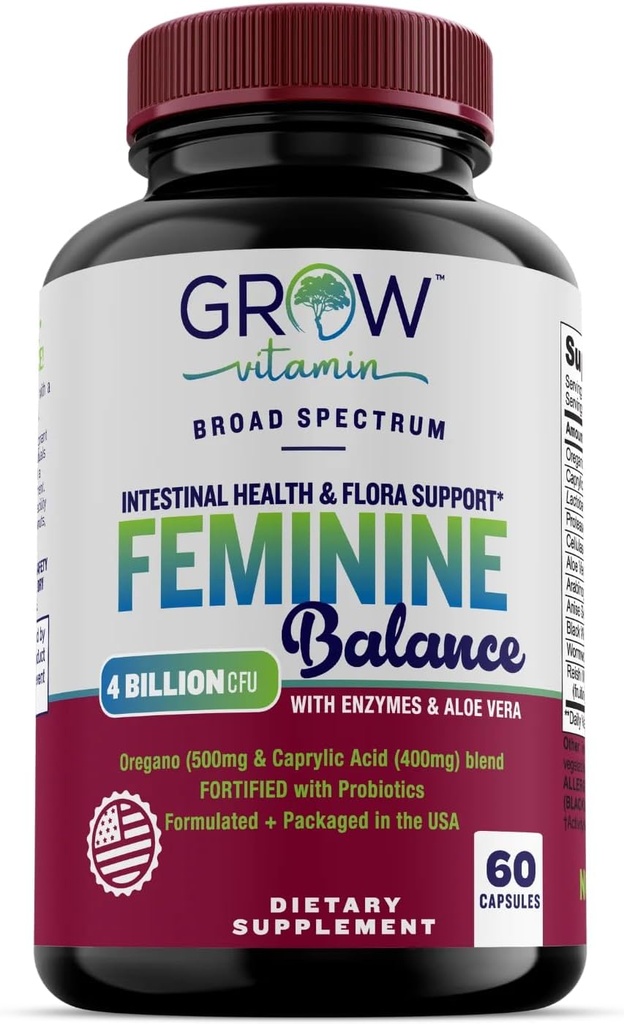 Feminine Balance Kompleksi | Candida Support | Oregano & Caprylic Acid Mix | Vaginal Detox & Cleanse Probiyotiks | Supports Health Intestinal Flora & Immune Function