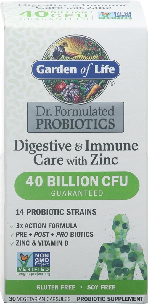 Yaşam Bahçesi, DR. Formulated Probiyotiks Digestive & Immune Care with çinko, 30 Count