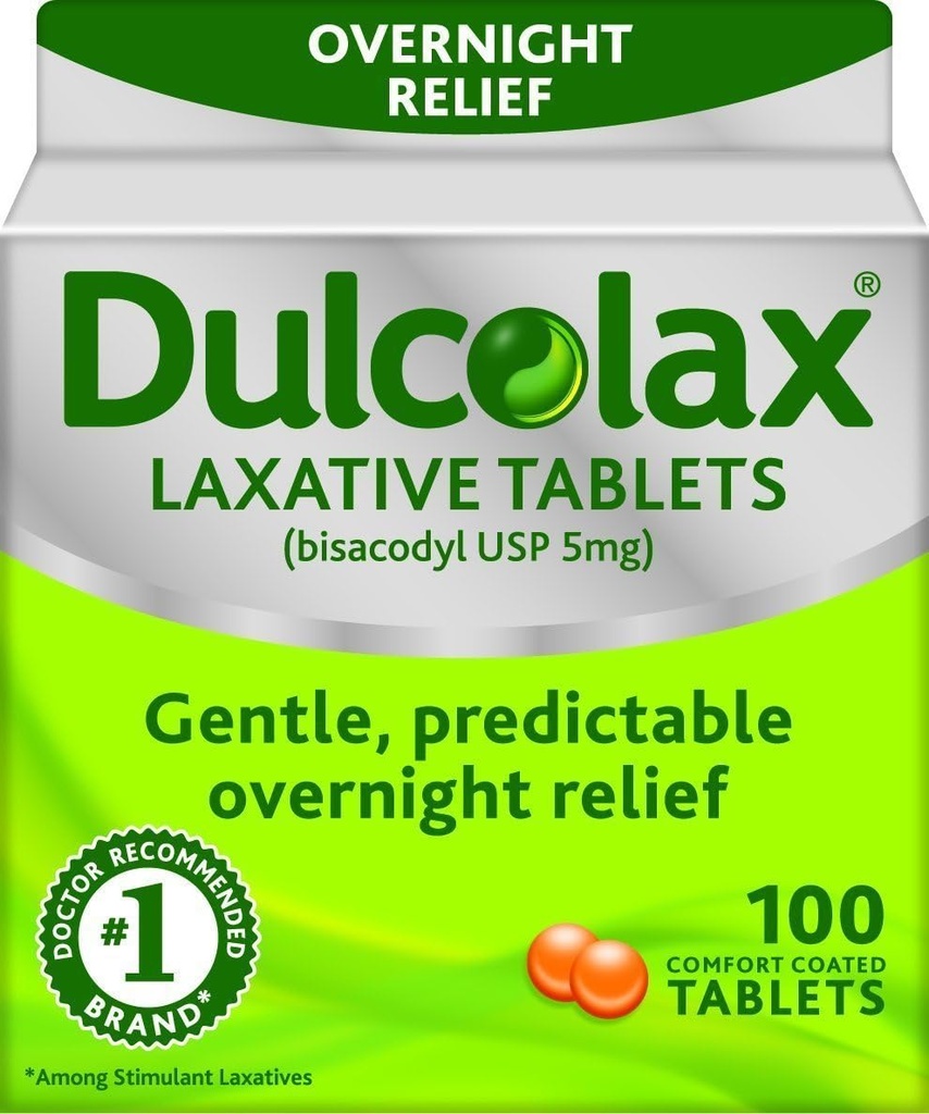 Dulcolax 5 mg Laxative Tabletler Constipation için - 100 ea